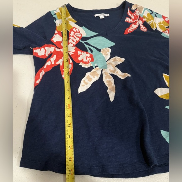 Chico’s Floral V-Neck 3/4 Sleeve Cotton Modal Top Spring Printed Bohemian Large - Picture 8 of 8